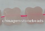 CRQ714 15.5 inches 20*20mm carved flower rose quartz beads