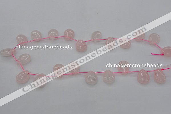 CRQ719 Top drilled 15*20mm flat teardrop rose quartz beads