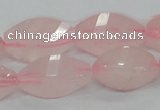 CRQ72 15.5 inches 12*24mm twisted rice natural rose quartz beads