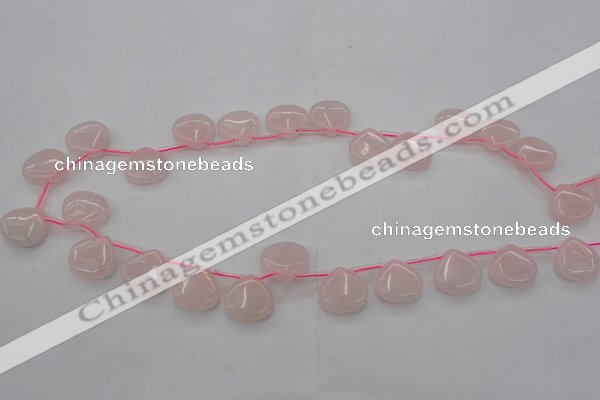 CRQ721 Top drilled 15*15mm flat teardrop rose quartz beads