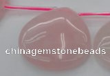 CRQ725 Top drilled 35*35mm flat teardrop rose quartz beads