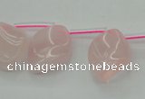 CRQ732 Top drilled 15*20mm twisted marquise rose quartz beads