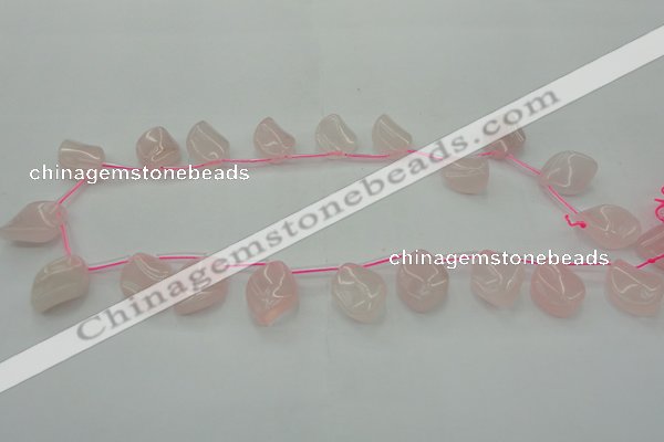 CRQ732 Top drilled 15*20mm twisted marquise rose quartz beads