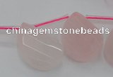 CRQ735 18*25mm faceted & twisted flat teardrop rose quartz beads