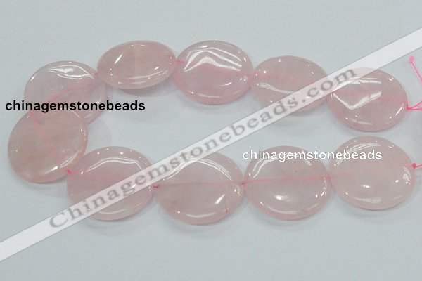 CRQ75 15.5 inches 40mm flat round natural rose quartz beads