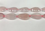 CRQ757 15.5 inches 25*40mm flat teardrop rose quartz beads