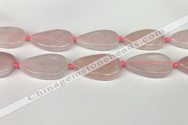 CRQ757 15.5 inches 25*40mm flat teardrop rose quartz beads