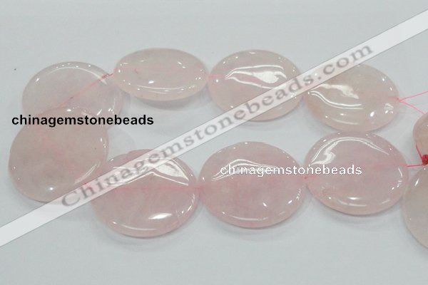 CRQ76 15.5 inches 50mm flat round natural rose quartz beads