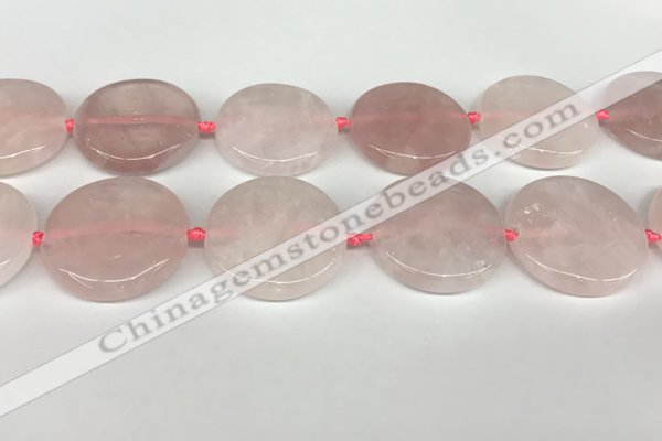 CRQ762 15.5 inches 35mm flat round rose quartz beads