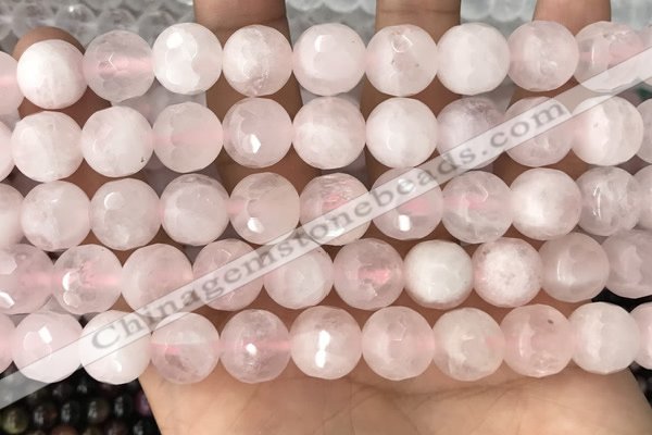 CRQ772 15.5 inches 12mm faceted round rose quartz beads