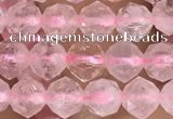 CRQ775 15.5 inches 6mm faceted nuggets rose quartz beads