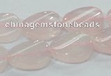 CRQ80 15.5 inches 15*20mm twisted oval natural rose quartz beads