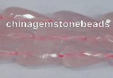 CRQ810 15.5 inches 12*25mm faceted teardrop rose quartz beads