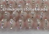 CRQ820 15.5 inches 6mm round rose quartz with rhinestone beads