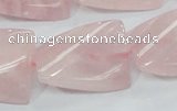 CRQ83 15.5 inches 20*30mm twisted rectangle natural rose quartz beads