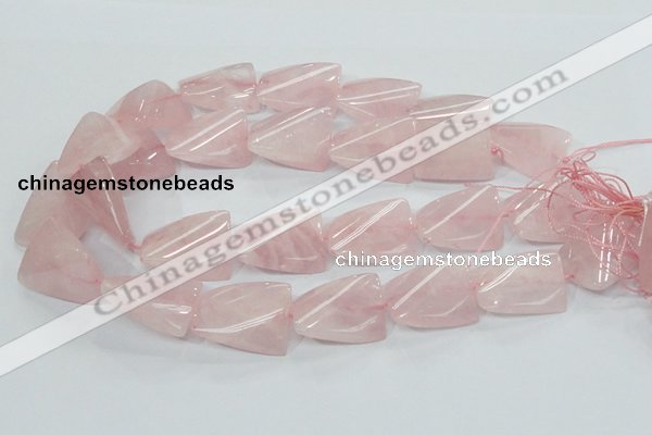 CRQ83 15.5 inches 20*30mm twisted rectangle natural rose quartz beads