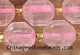 CRQ870 15 inches 9*10mm faceted rose quartz beads wholesale