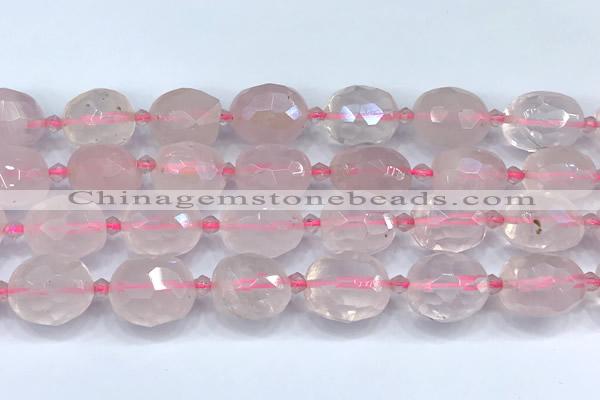 CRQ886 15 inches 12*16mm - 14*20mm faceted nuggets AB-color rose quartz beads