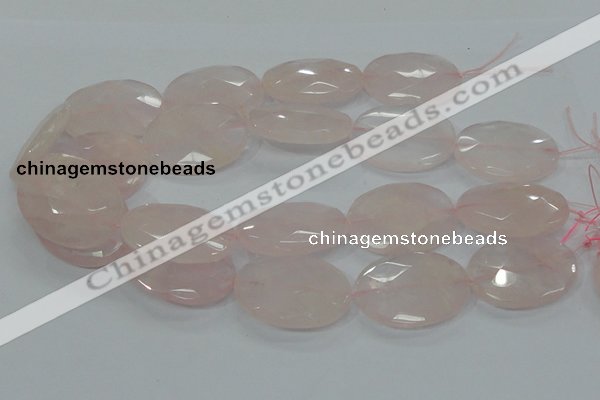 CRQ95 15.5 inches 30*40mm faceted oval natural rose quartz beads