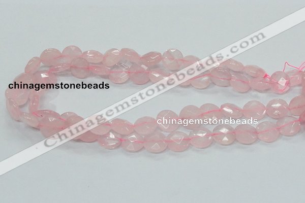 CRQ96 15.5 inches 12mm faceted flat round natural rose quartz beads