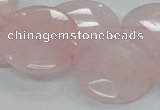 CRQ97 15.5 inches 25mm faceted flat round natural rose quartz beads