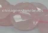 CRQ98 15.5 inches 35mm faceted flat round natural rose quartz beads