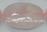 CRQ99 15.5 inches 50mm faceted flat round natural rose quartz beads