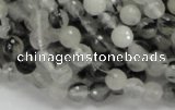 CRU01 15.5 inches 6mm faceted round black rutilated quartz beads