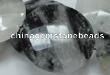 CRU07 15.5 inches 40mm faceted flat round black rutilated quartz beads