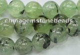 CRU101 15.5 inches 12mm round green rutilated quartz beads wholesale