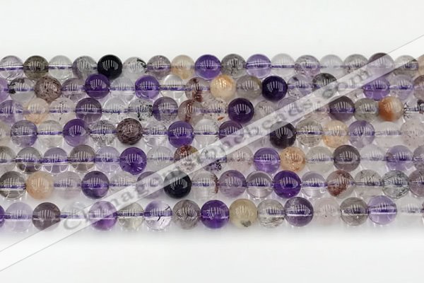 CRU1018 15.5 inches 6mm round mixed rutilated quartz beads