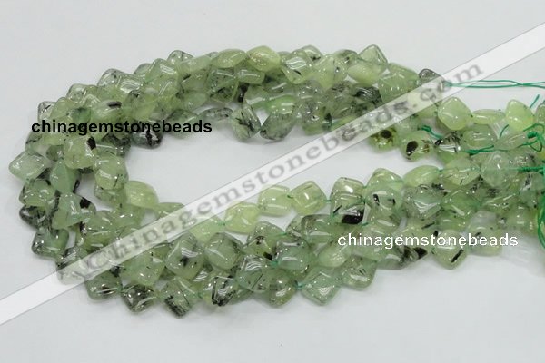 CRU103 15.5 inches 12*12mm diamond green rutilated quartz beads