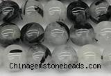 CRU1037 15 inches 6mm round black rutilated quartz beads