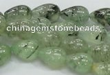 CRU105 15.5 inches 10*14mm teardrop green rutilated quartz beads