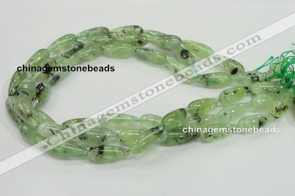 CRU106 15.5 inches 10*25mm teardrop green rutilated quartz beads