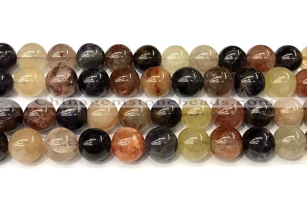 CRU1063 15 inches 12mm round mixed rutilated quartz beads