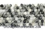 CRU1081 15.5 inches 6mm round black rutilated quartz gemstone beads