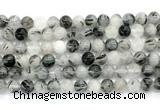 CRU1083 15.5 inches 10mm round black rutilated quartz gemstone beads