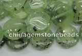 CRU110 15.5 inches 16mm flat round green rutilated quartz beads