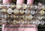 CRU1105 15 inches 12mm round golden rutilated quartz beads