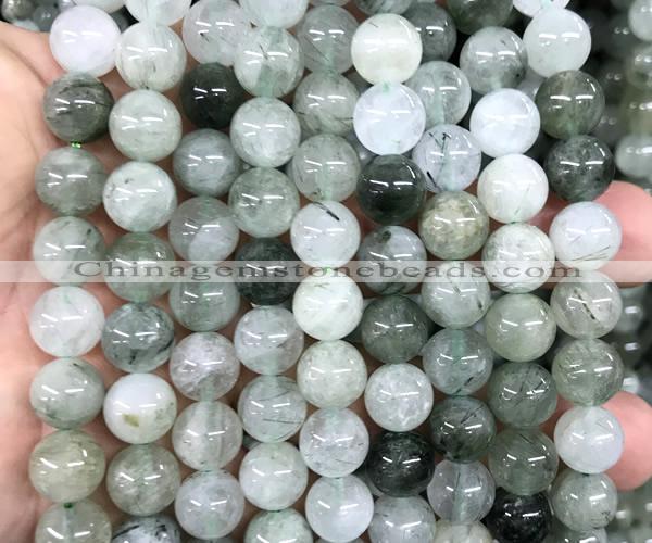 CRU1133 15 inches 10mm round green rutilated quartz beads wholesale