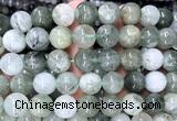 CRU1134 15 inches 12mm round green rutilated quartz beads wholesale