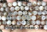 CRU1138 15 inches 8mm round black gold rutilated quartz beads