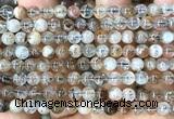CRU1142 15 inches 6mm round black gold rutilated quartz beads
