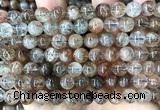 CRU1143 15 inches 8mm round black gold rutilated quartz beads