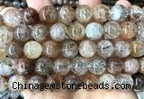 CRU1145 15 inches 12mm round black gold rutilated quartz beads