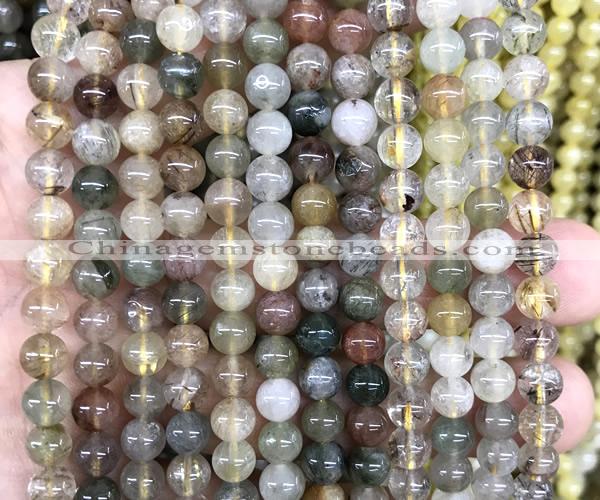 CRU1148 15 inches 6mm round mixed rutilated quartz beads