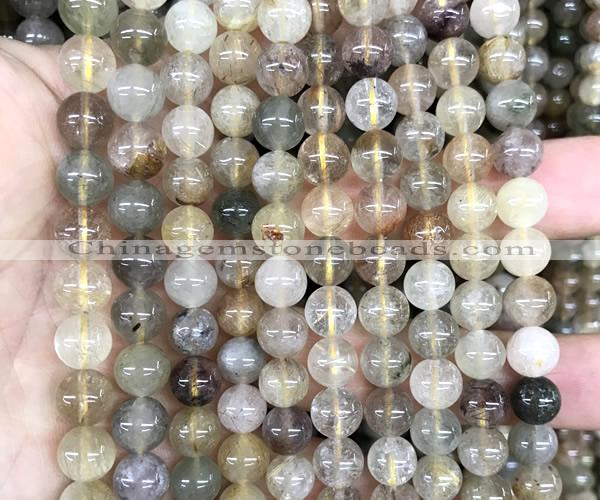 CRU1150 15 inches 8mm round mixed rutilated quartz beads