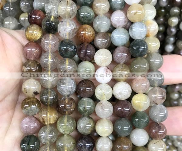 CRU1151 15 inches 9mm round mixed rutilated quartz beads