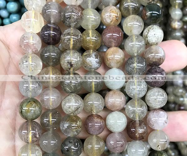 CRU1152 15 inches 10mm round mixed rutilated quartz beads